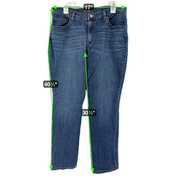 Lee Womens Relaxed Fit Straight Leg Mid Rise Jeans Dark Wash Size 14 - Picture 5 of 5